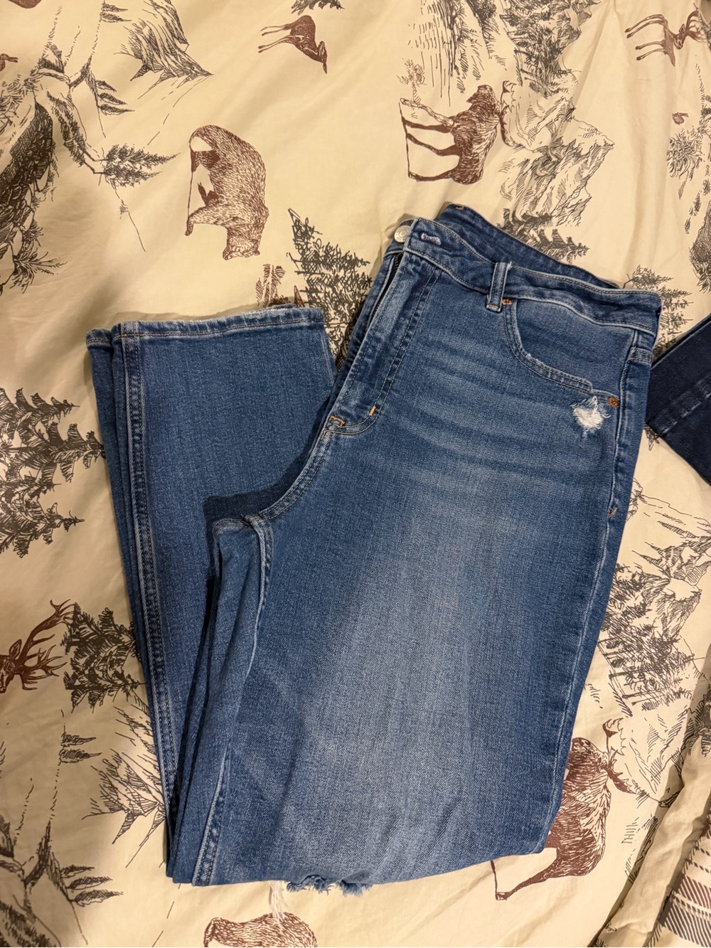GAP Straight Leg Jeans in Medium Blue with Light Fade